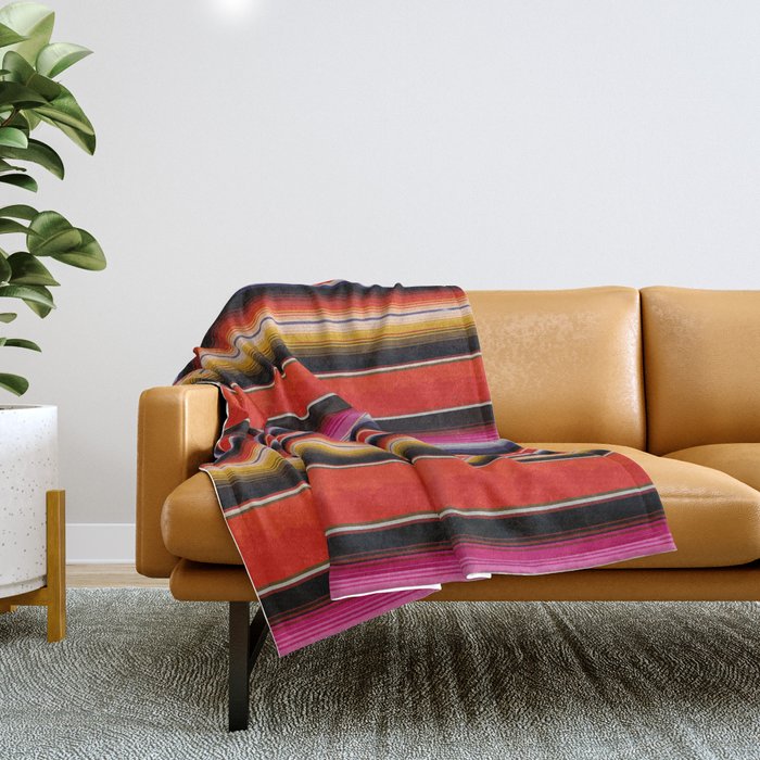 Orange Sarape Saltillo Throw Blanket Gallery Image 1