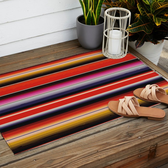 Orange Sarape Saltillo Outdoor Rug Gallery Image 2