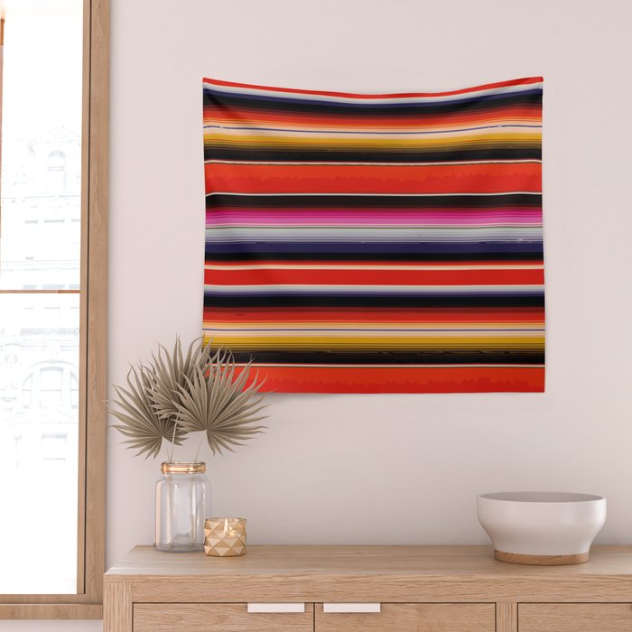 Orange Sarape Saltillo Wall Tapestry Gallery Image 2