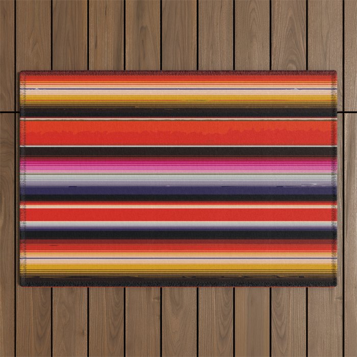 Orange Sarape Saltillo Outdoor Rug Gallery Image 1