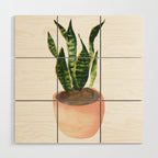 Snake plant watercolor painting Wood Wall Art Gallery Image 1