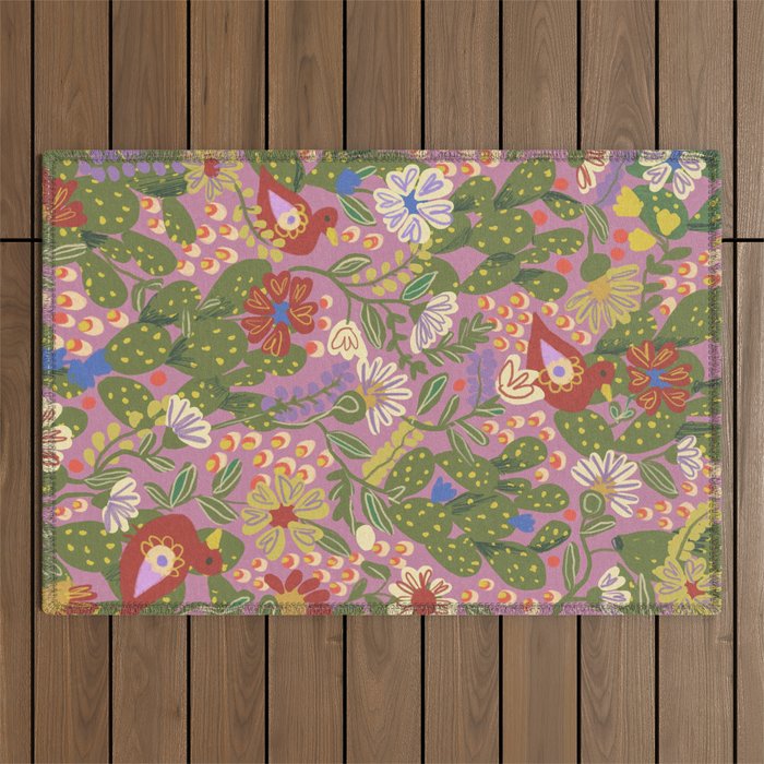 Folky violet Outdoor Rug Gallery Image 1