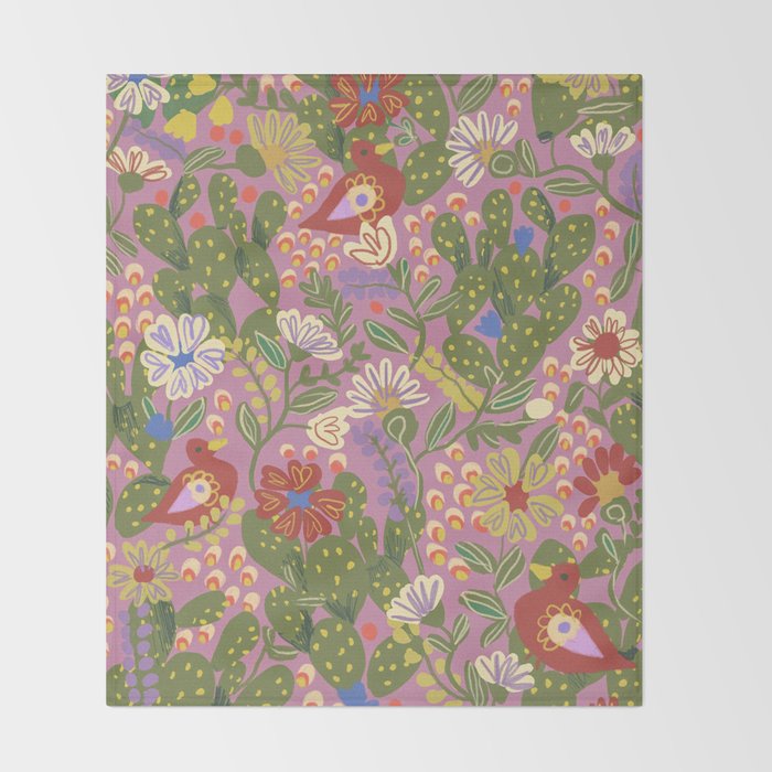 Folky violet Throw Blanket Gallery Image 2