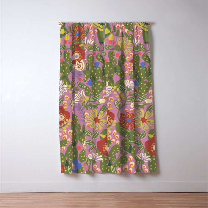 Folky violet Window Curtain Gallery Image 3