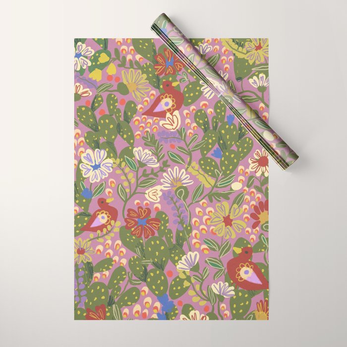 Folky violet Wrapping Paper Gallery Image 1