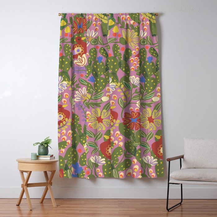 Folky violet Window Curtain Gallery Image 5