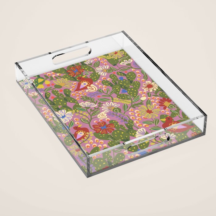 Folky violet Acrylic Tray Gallery Image 1