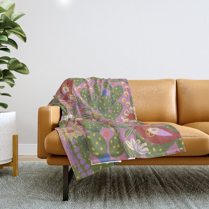 Folky violet Throw Blanket Gallery Image 1