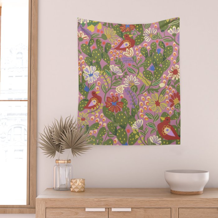 Folky violet Wall Tapestry Gallery Image 2