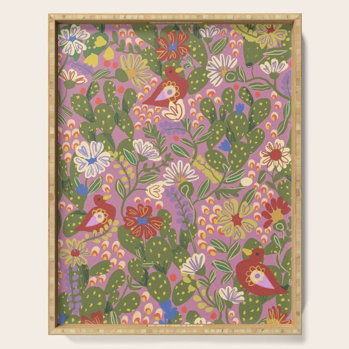 Folky violet Serving Tray Gallery Image 1