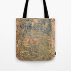 Antique 17th Century French Hunting Tapestry Tote Bag Gallery Image 1