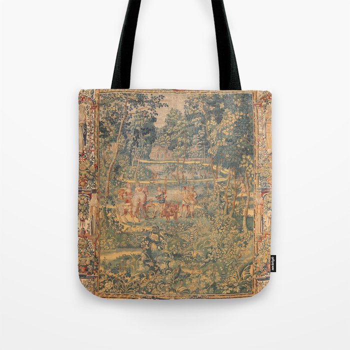 Antique 17th Century French Hunting Tapestry Tote Bag Gallery Image 1