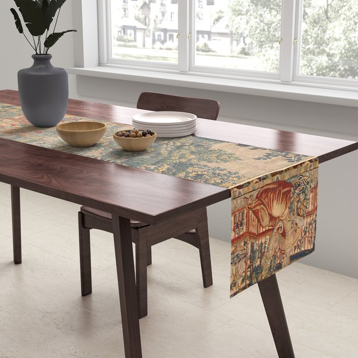 Antique 17th Century French Hunting Tapestry Table Runner Gallery Image 2