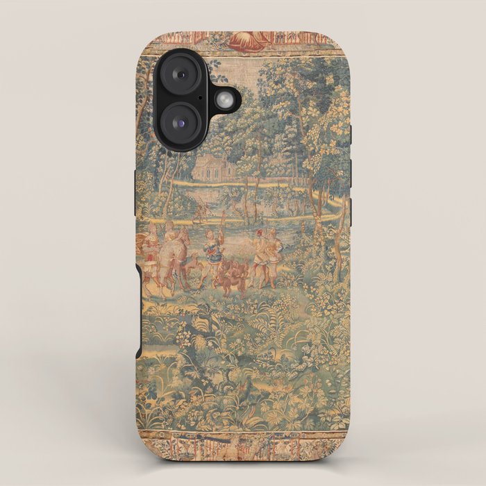 Antique 17th Century French Hunting Tapestry iPhone Case Gallery Image 1