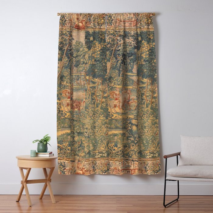 Antique 17th Century French Hunting Tapestry Window Curtain Gallery Image 5