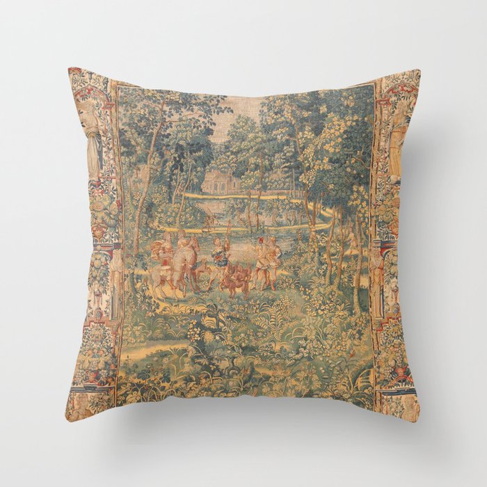 Antique 17th Century French Hunting Tapestry Throw Pillow Gallery Image 6