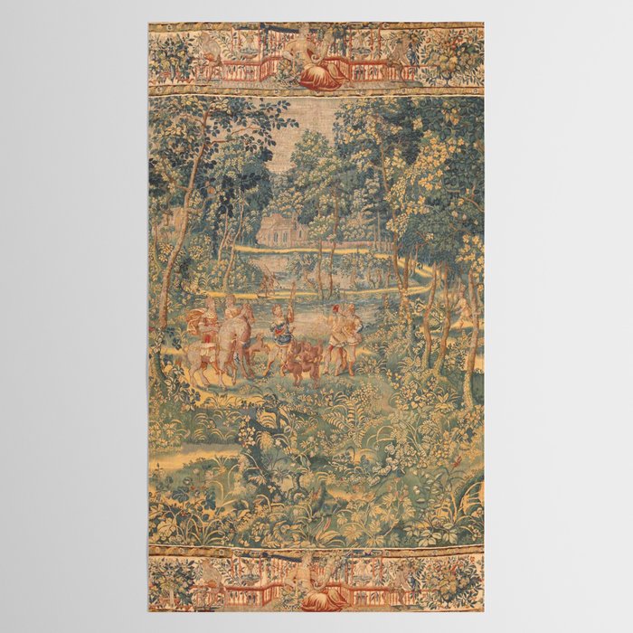 Antique 17th Century French Hunting Tapestry Tablecloth Gallery Image 2