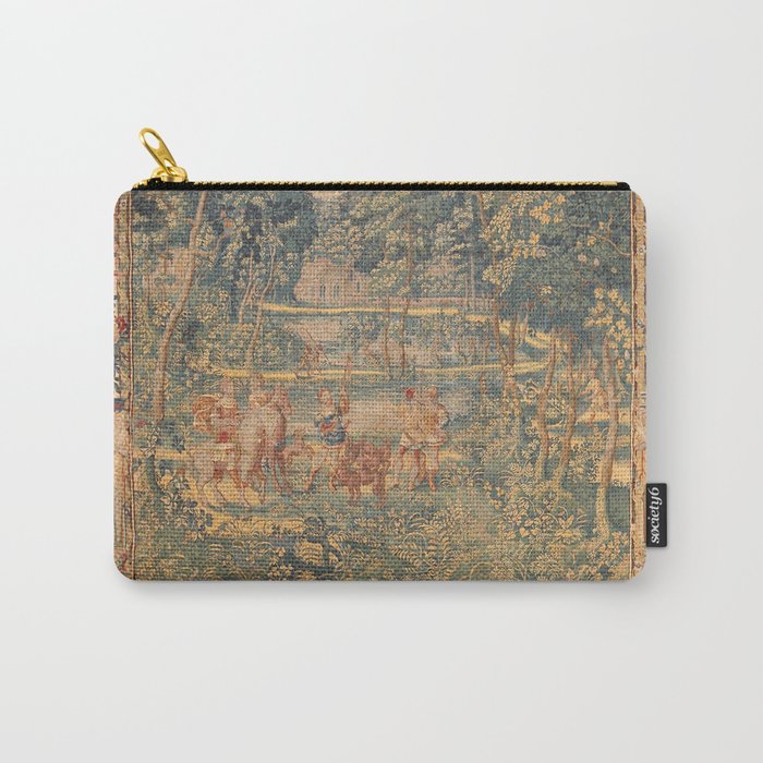 Antique 17th Century French Hunting Tapestry Carry All Pouch Gallery Image 1