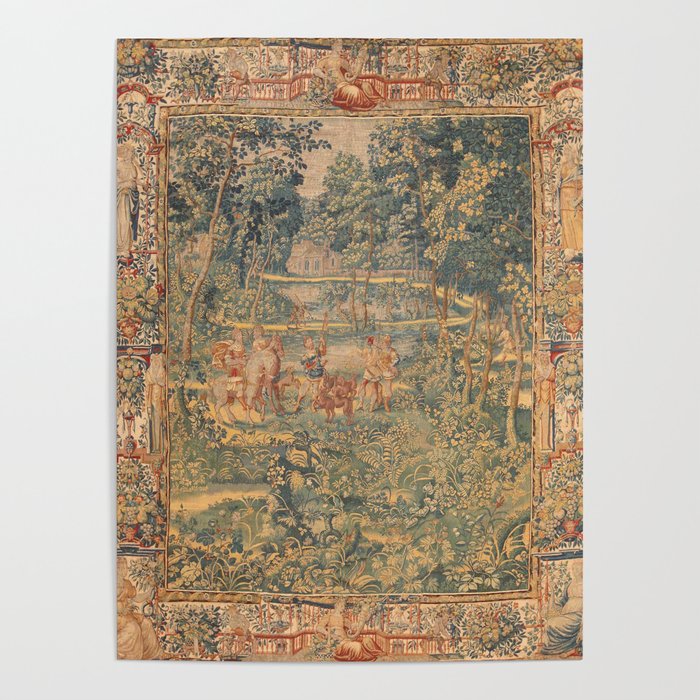 Antique 17th Century French Hunting Tapestry Poster Gallery Image 1