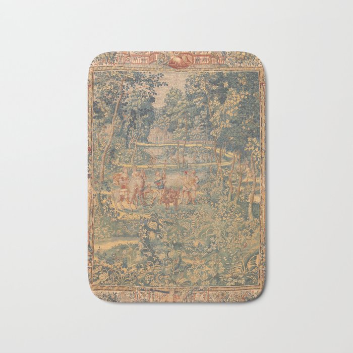 Antique 17th Century French Hunting Tapestry Bath Mat Gallery Image 1