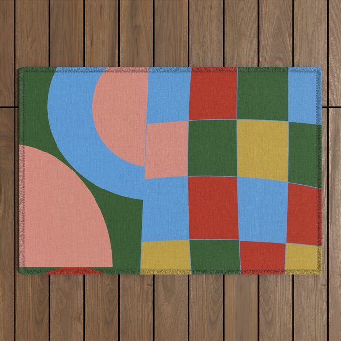 abstract retro vivid fall 4 Outdoor Rug Gallery Image 1