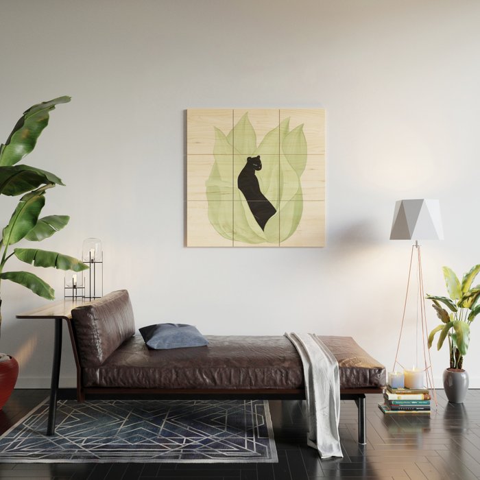 Black Panther in Sansevieria Wood Wall Art Gallery Image 2