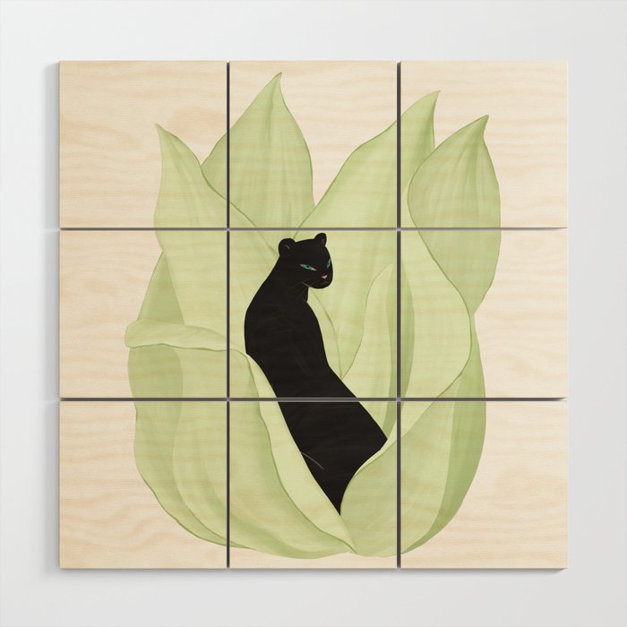 Black Panther in Sansevieria Wood Wall Art Gallery Image 1