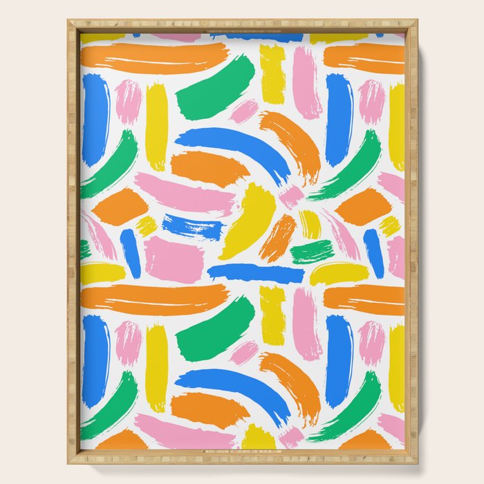 Colorful abstract brush stroke art pattern Serving Tray Gallery Image 1