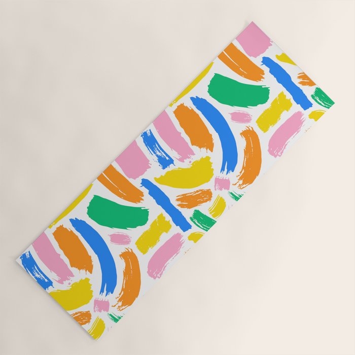 Colorful abstract brush stroke art pattern Yoga Mat Gallery Image 1