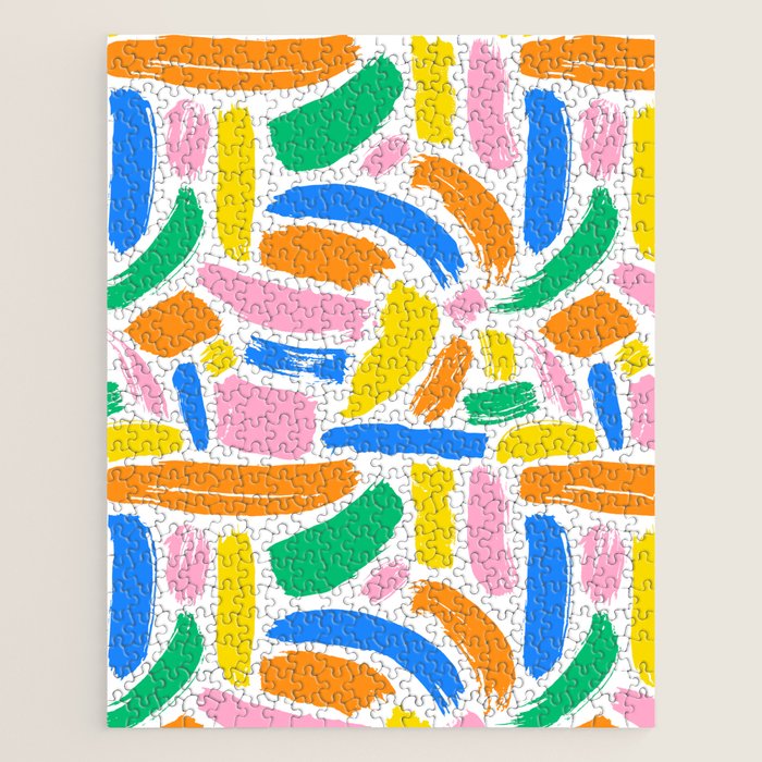 Colorful abstract brush stroke art pattern Jigsaw Puzzle Gallery Image 1