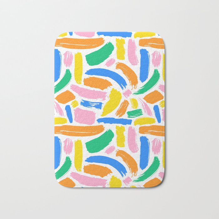 Colorful abstract brush stroke art pattern Bath Mat Gallery Image 1