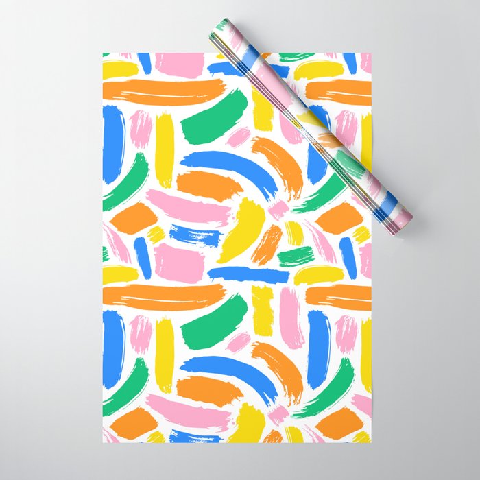 Colorful abstract brush stroke art pattern Wrapping Paper Gallery Image 1