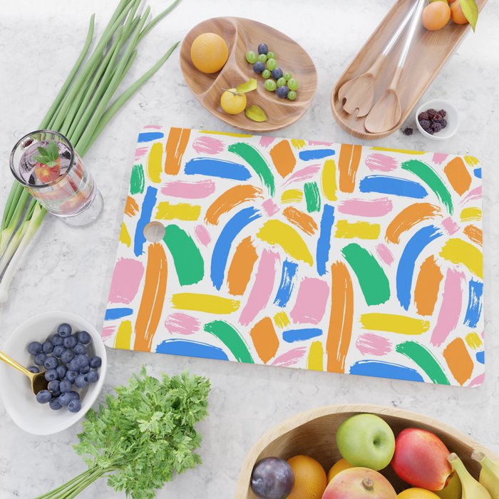 Colorful abstract brush stroke art pattern Cutting Board Gallery Image 2