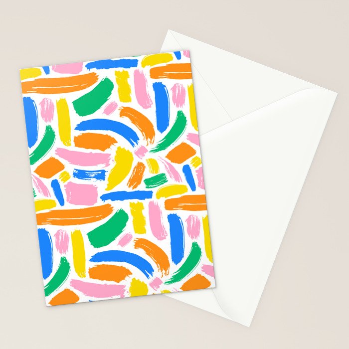 Colorful abstract brush stroke art pattern Stationery Card Gallery Image 2