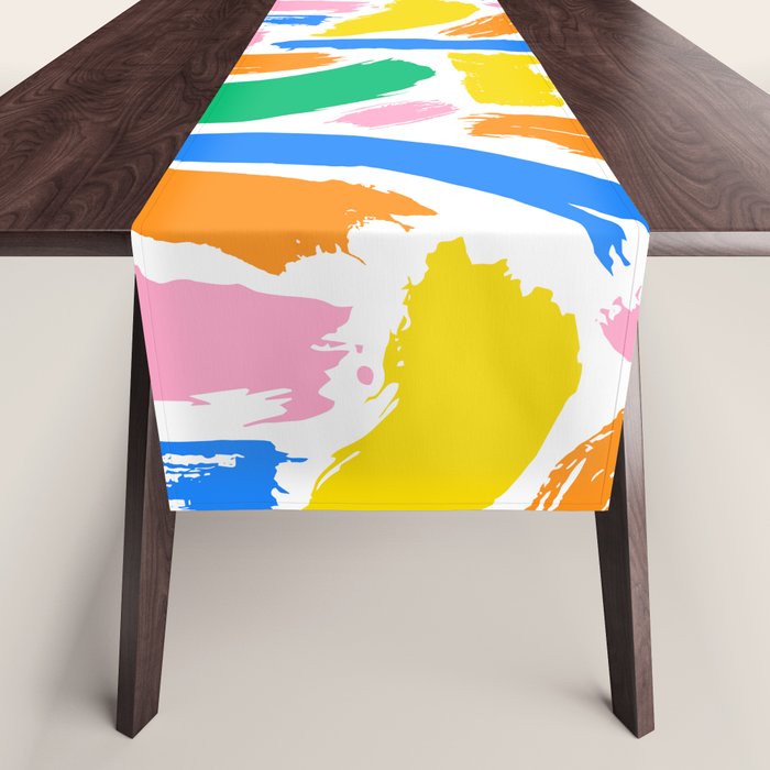 Colorful abstract brush stroke art pattern Table Runner Gallery Image 1