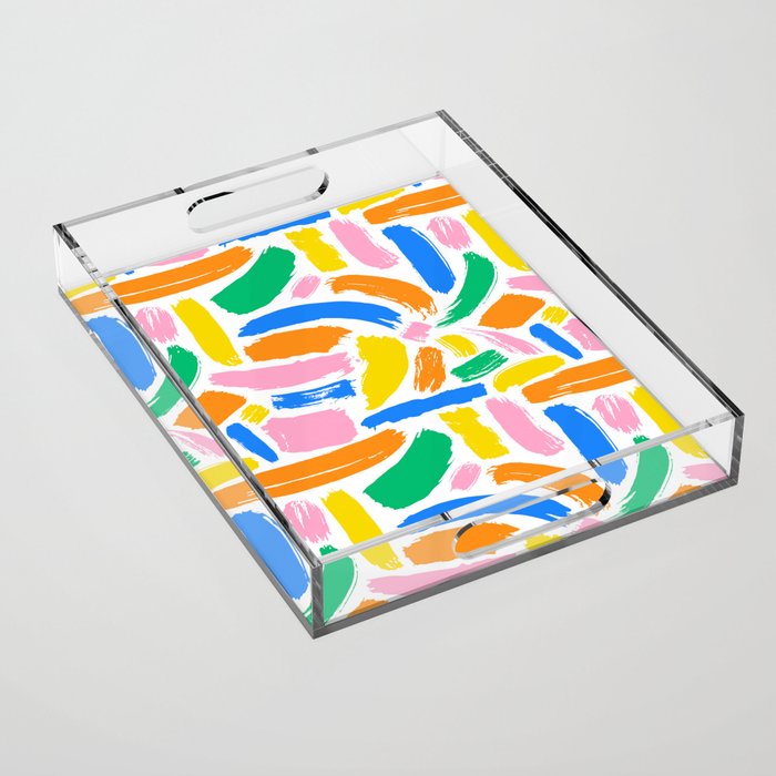 Colorful abstract brush stroke art pattern Acrylic Tray Gallery Image 1