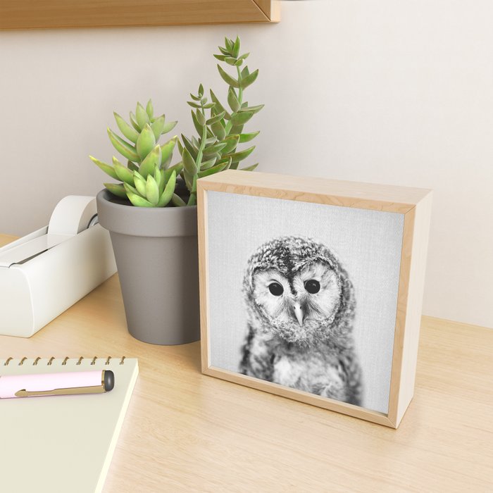 Baby Owl - Black & White Mini Art Print Gallery Image 2