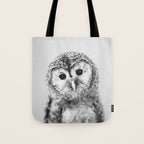 Baby Owl - Black & White Tote Bag Gallery Image 1