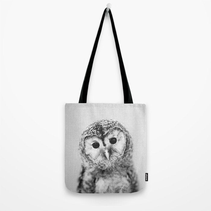 Baby Owl - Black & White Tote Bag Gallery Image 2