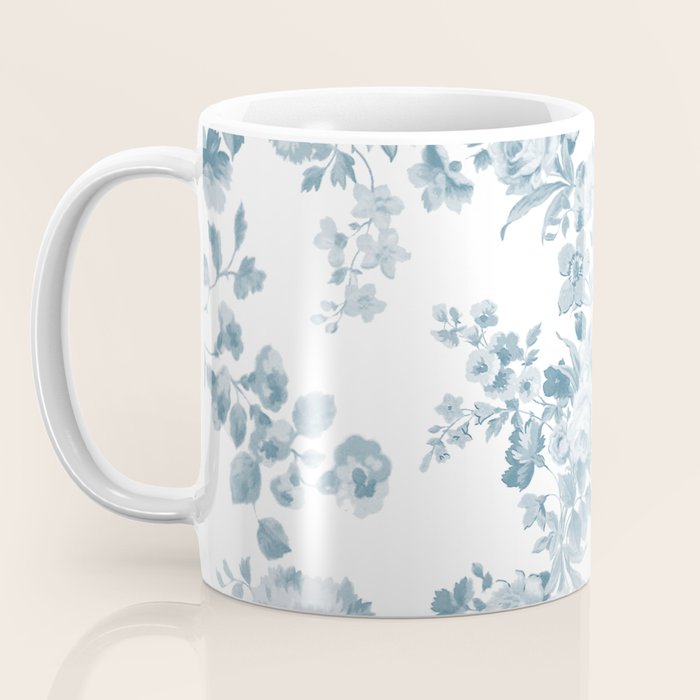 Vintage blue white bohemian elegant floral Coffee Mug Gallery Image 3