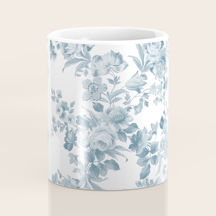 Vintage blue white bohemian elegant floral Coffee Mug Gallery Image 4