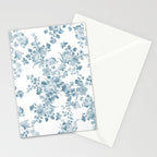Vintage blue white bohemian elegant floral Stationery Card Gallery Image 2