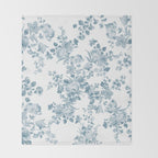 Vintage blue white bohemian elegant floral Throw Blanket Gallery Image 2