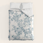 Vintage blue white bohemian elegant floral Duvet Cover Gallery Image 6