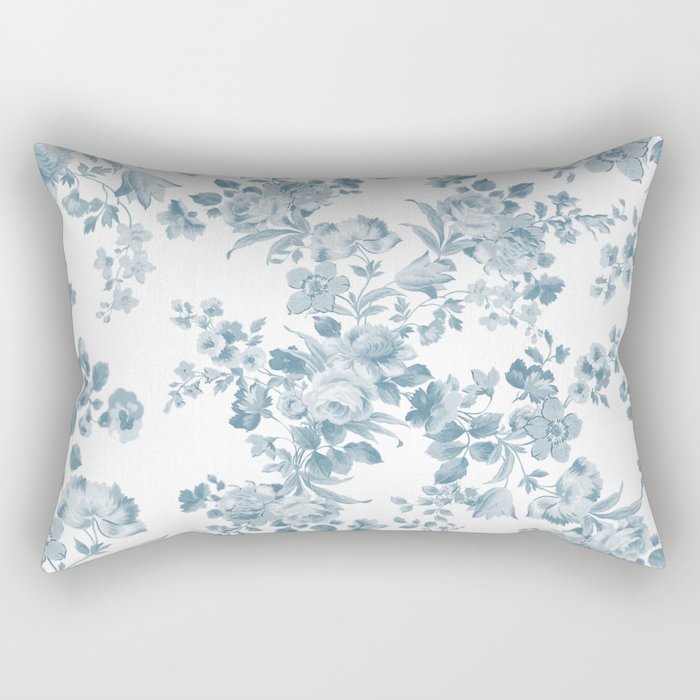 Vintage blue white bohemian elegant floral Rectangular Pillow Gallery Image 2