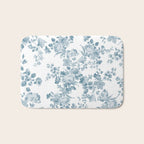 Vintage blue white bohemian elegant floral Bath Mat Gallery Image 1