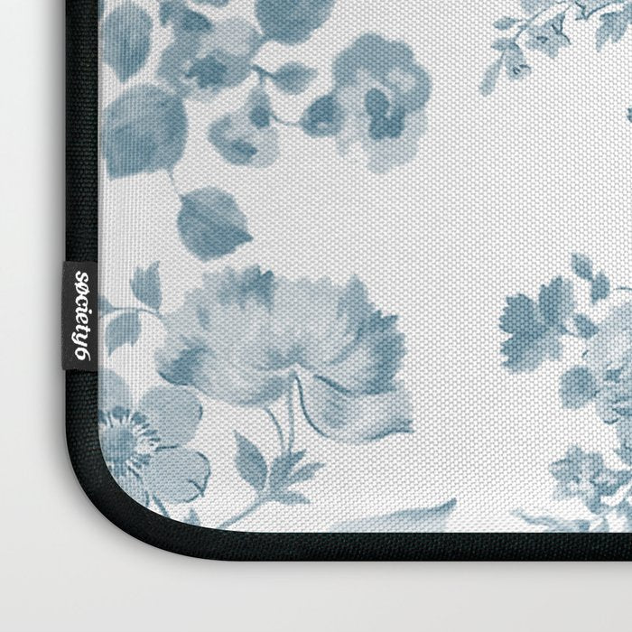 Vintage blue white bohemian elegant floral Laptop Sleeve Gallery Image 3