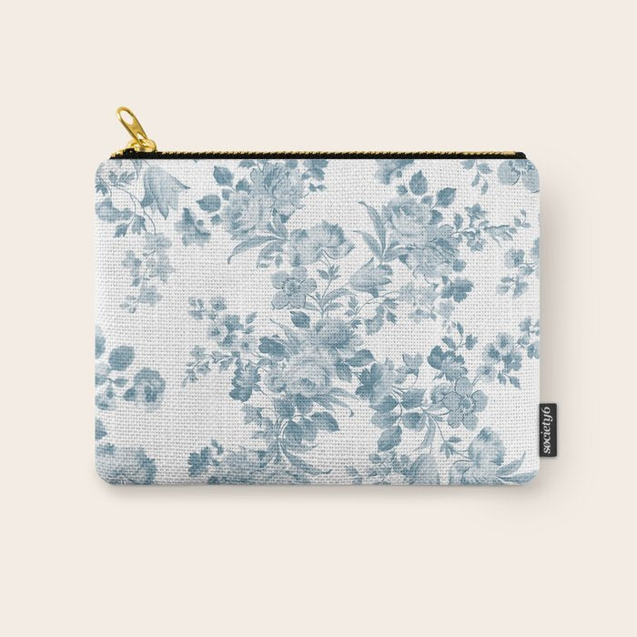 Vintage blue white bohemian elegant floral Carry All Pouch Gallery Image 1