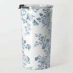 Vintage blue white bohemian elegant floral Travel Mug Gallery Image 3