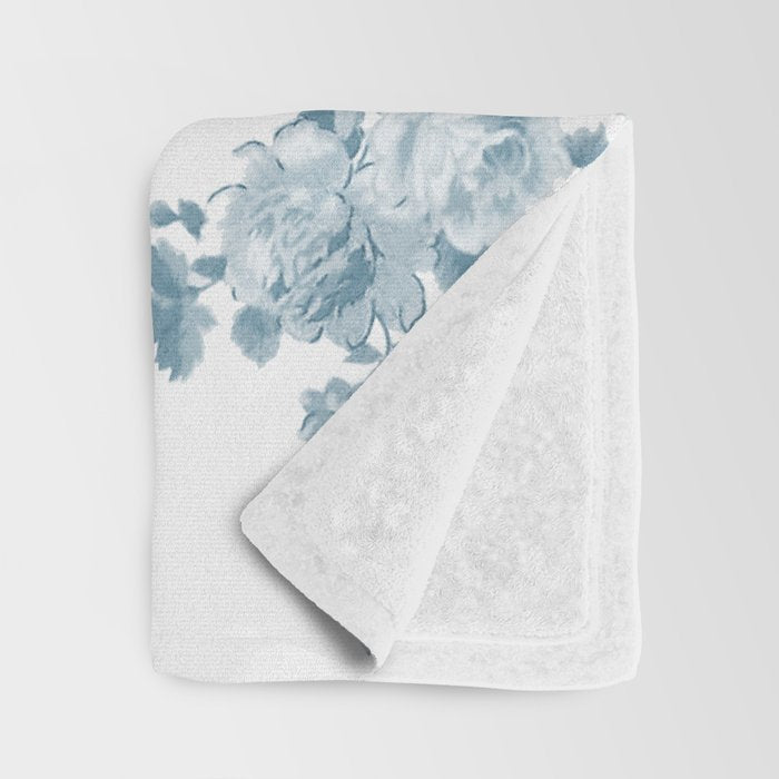 Vintage blue white bohemian elegant floral Throw Blanket Gallery Image 3